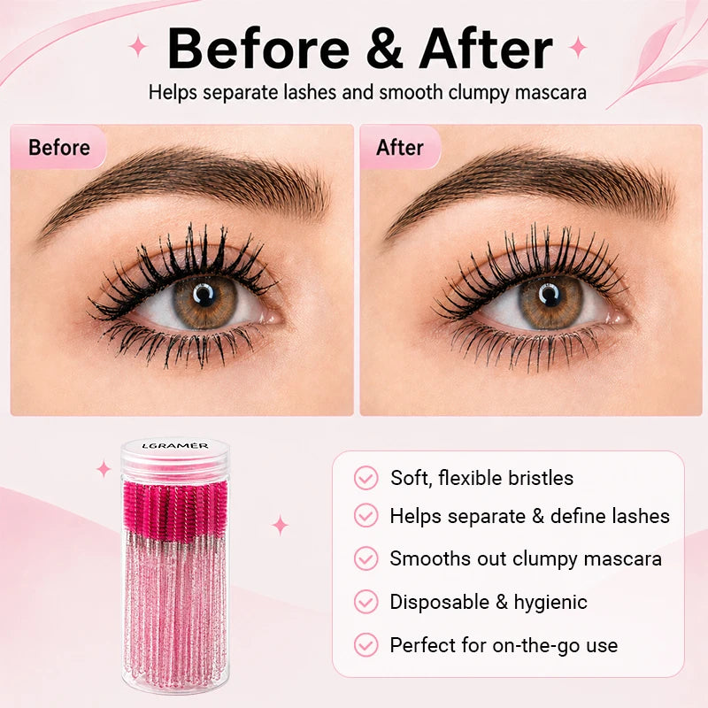 Disposable Mascara Wands & Eyelash Brushes 50/100 Pcs Mascara Wand Set Qst