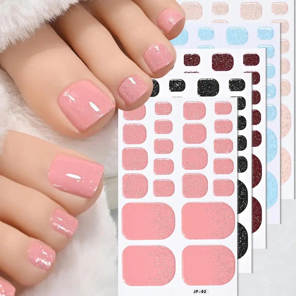 French Black Toe Nail Stickers – 22 Tips No-Bake Wraps Toenail Sticker Wraps Qme