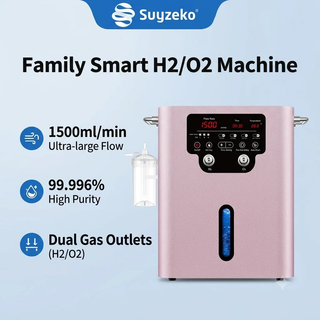Suyzeko 1500ml/min Hydrogen Inhalation Machine SPE PEM HHO Generator Hydrogen Inhalation Machine Qst