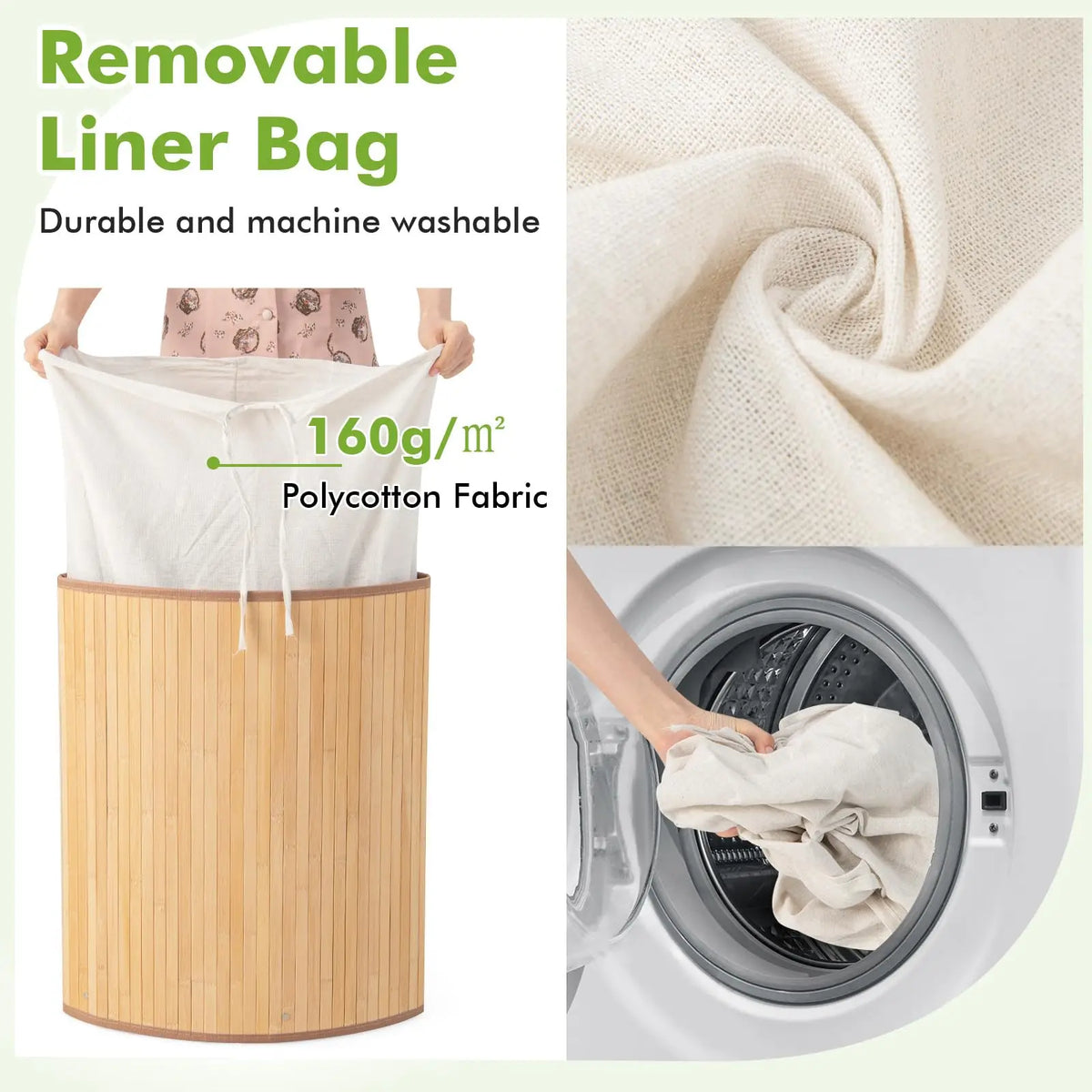 Corner Bamboo Laundry Hamper with Lid & Removable Liner Bamboo Laundry Hamper Qst