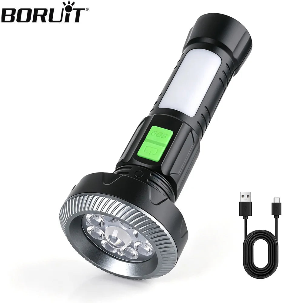 BORUiT LED COB Camping Flashlight – 11 Modes, Magnetic USB-C Camping Flashlight Qst