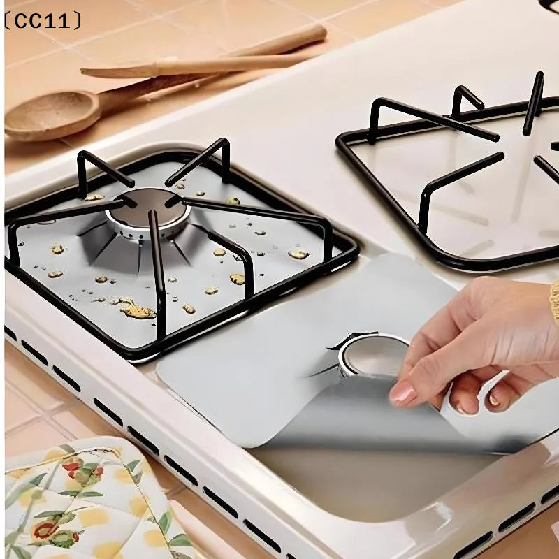 Reusable Square Foil Stove Protector Gas Hob Liner 4 Pack Stove Hob Liner Qme