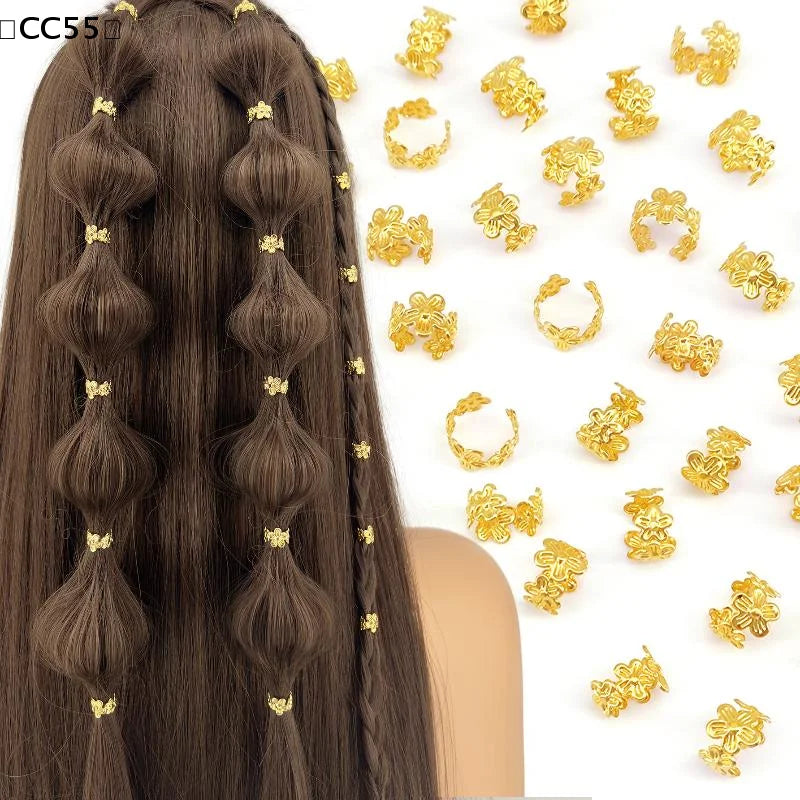 40Pcs Vine Leaf Hair Braid Rings – Vintage Dreadlock Clips Hair Braid Rings Qst