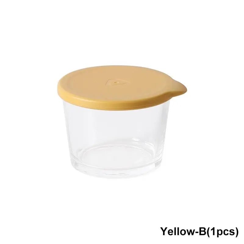 Glass Sauce Cups with Lids – Leak-Proof Seasoning Dip Dishes Sauce Dipping Dish Qme 260ML Yellow