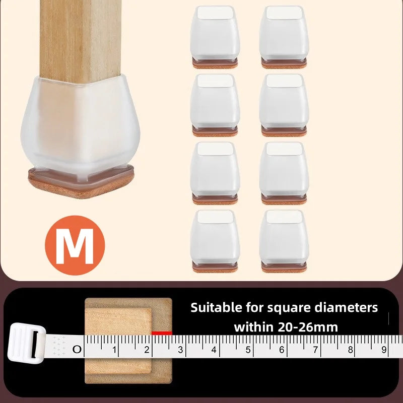 TPE Chair Leg Protectors with Thick Felt Pads – 8 Pack Furniture Floor Protectors Qme Square Transparent M 16pcs