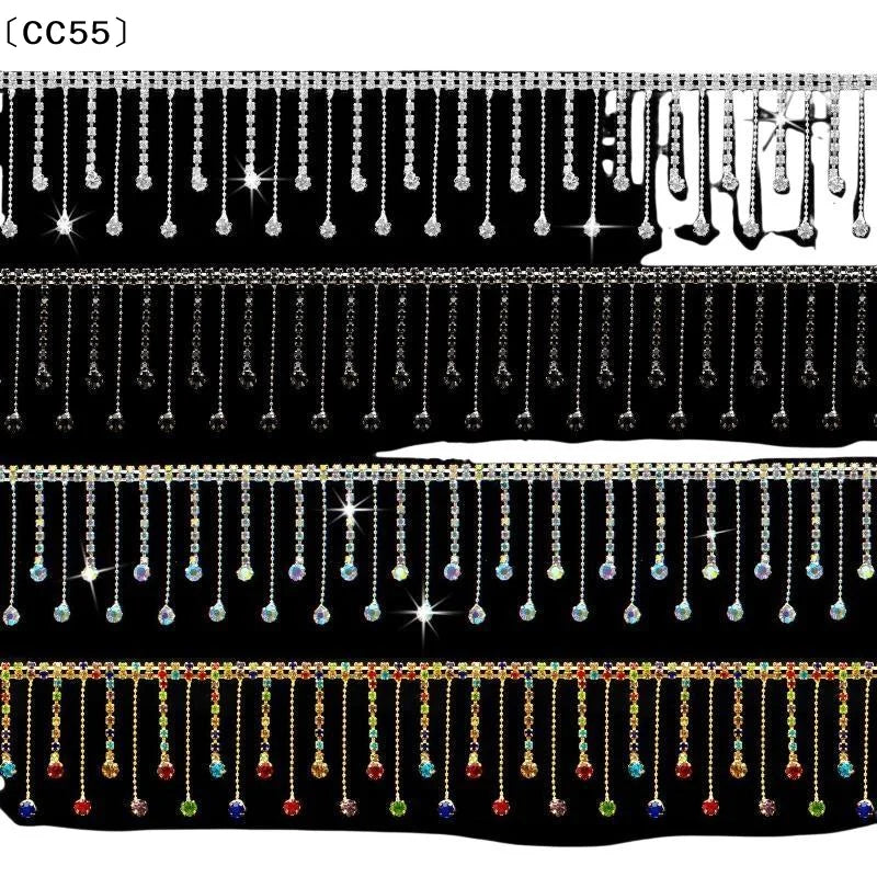 Rhinestone Fringe Trim Crystal Tassel Chain – DIY Sewing Rhinestone Fringe Trim Qst