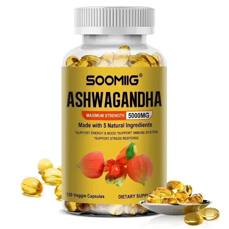 Ashwagandha 5000mg Vegetarian Capsules – Black Pepper Extract Herbal Supplement Qst 1 bottle 120 count