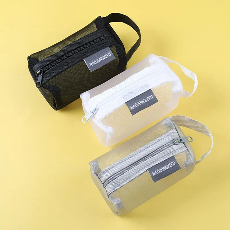 Mesh Cosmetic Bag Travel Toiletry Makeup Pouch Organizer Cosmetic Travel Pouch Qme