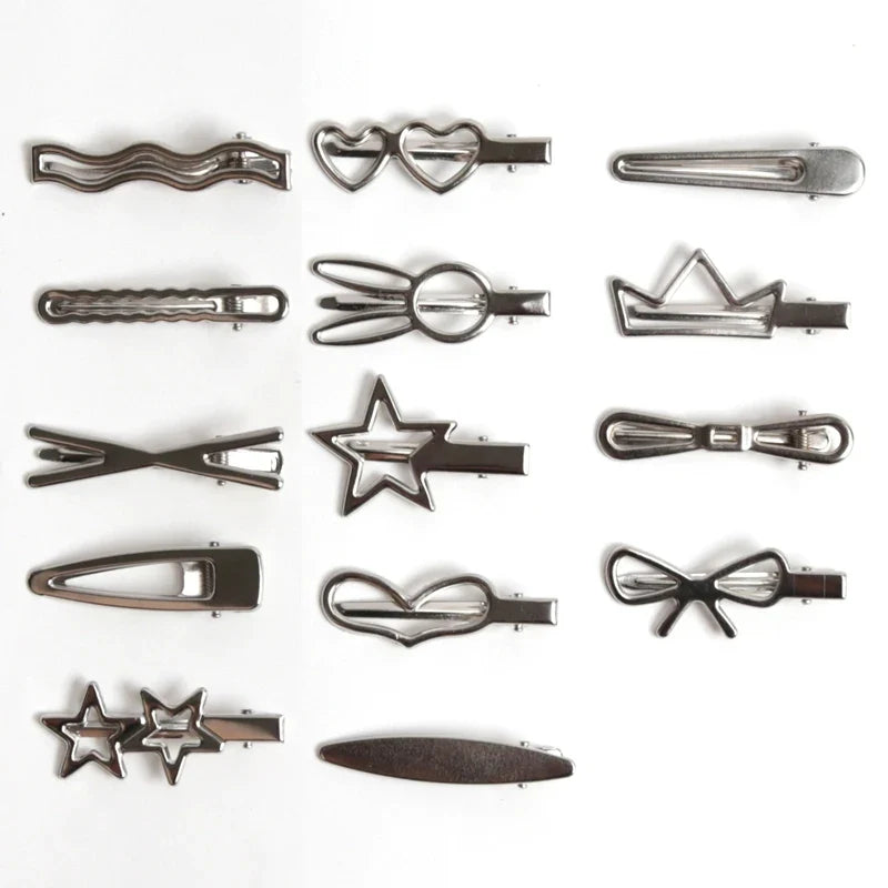 Y2K Silver Star Hair Clips – Multi-Style Set for Women & Girls Hair Clips Set Qme