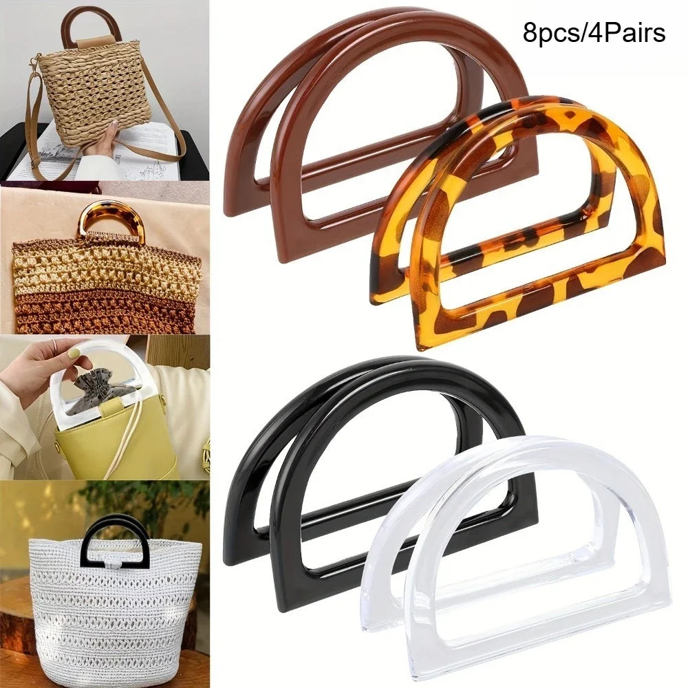D-Ring Semi-Circle Handbag Handles Faux Wood Grain – DIY Tote Handbag Handles Qme 8pcs