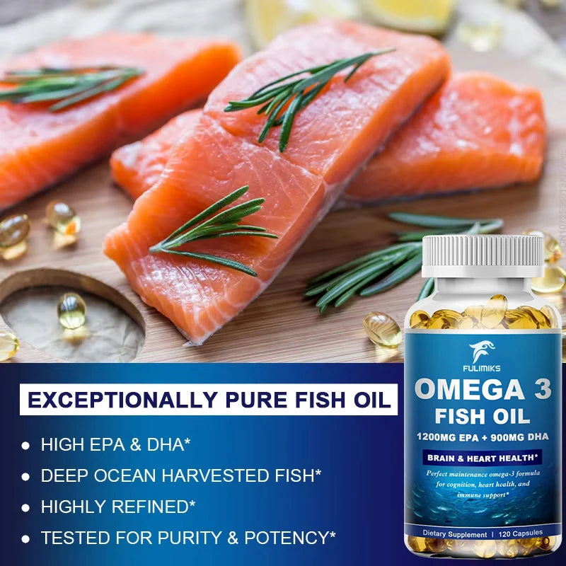 Fulimiks Omega-3 Fish Oil 3600mg – High Potency EPA DHA Capsules Omega-3 Supplement Qst