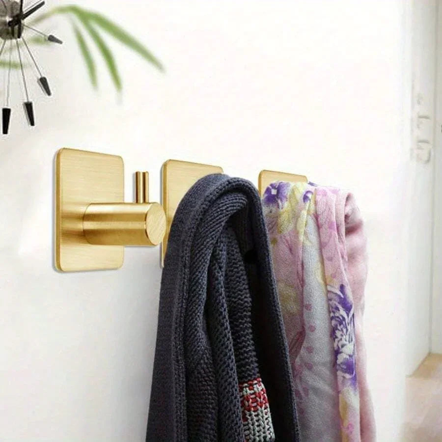 Golden No-Drill Wall Hook for Towels & Coats | Metal Wall Hook Qme