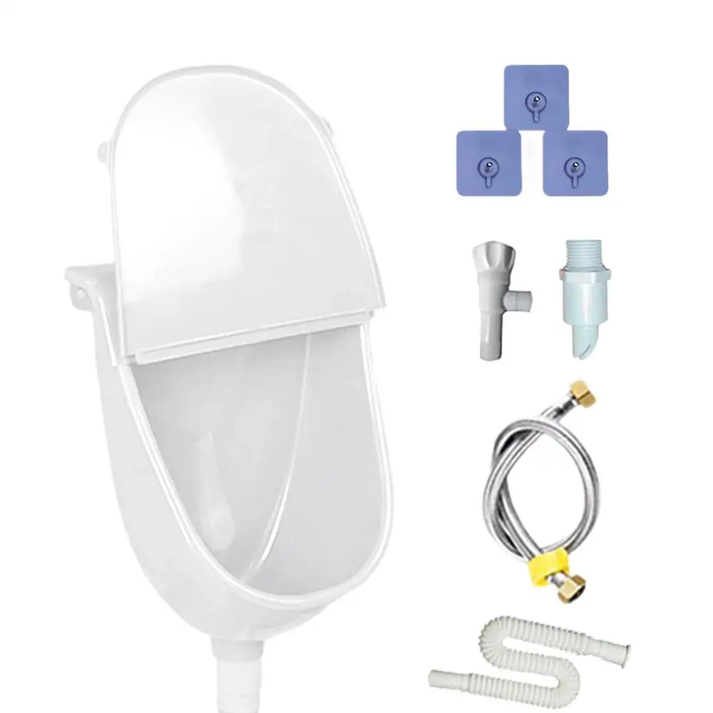 Wall-Mounted Stainless Steel Urinal with Lid – Indoor & Outdoor Wall-Mounted Urinal Qme White 6piece set