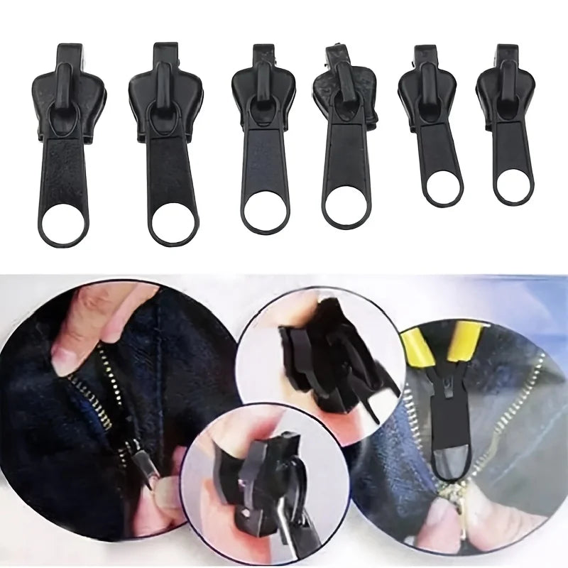 Universal Zipper Repair Kit – 6 pcs Metal Replacement Sliders Zipper Repair Kit Qme