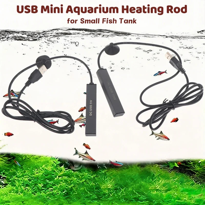 USB Mini Aquarium Heater 5W 10W Thermostat Heating Rod | Fish Tank Aquarium Heater Qme