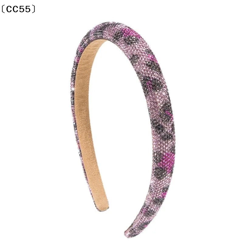 Leopard Rhinestone Wide Headband – Luxury Crystal Hair Hoop Rhinestone Headband Qst