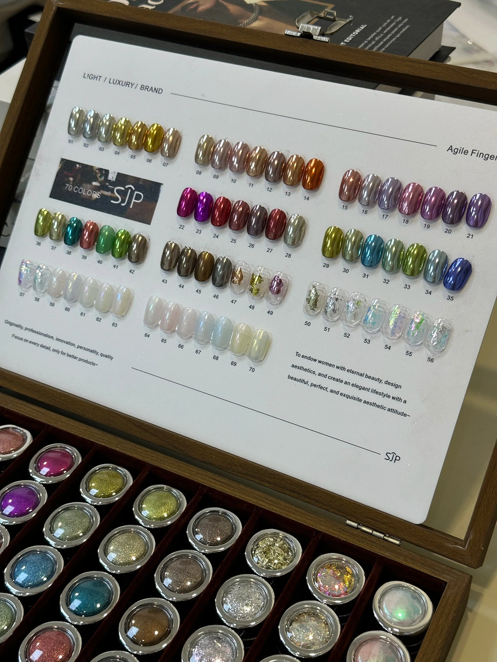 70-Color Opal Pink Nail Art Set with Swatches & Storage Box Nail Art Set Qme