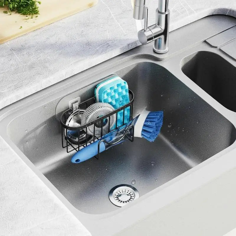 Stainless Steel Sink Sponge Holder – Suction Cup & Hook Sink Sponge Holder Qme