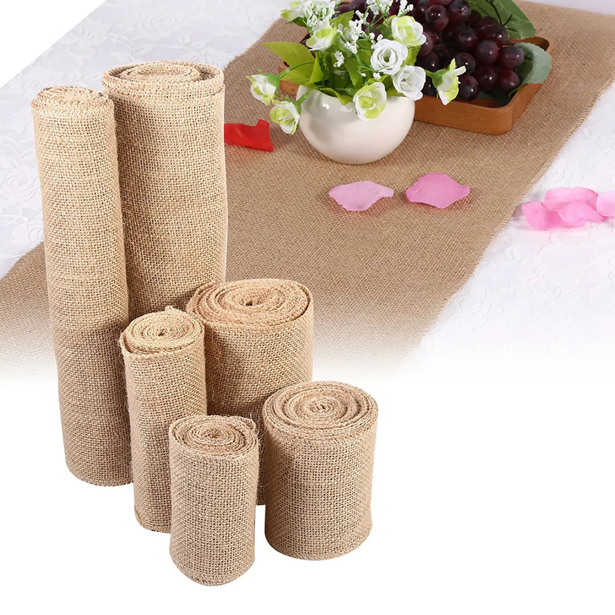 Rustic Linen Table Runner Roll – Wedding & Party Decor 10×200cm Wedding Table Runner Qme