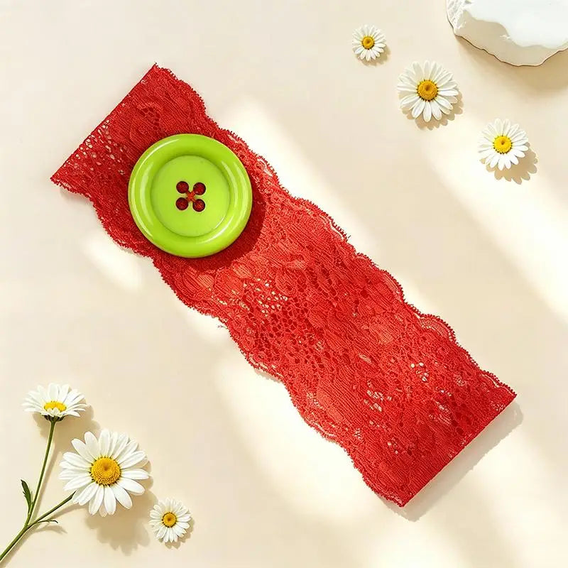 Y2K Oversized Button Lace Headband – Women's Trendy Style Lace Headband Qst A3
