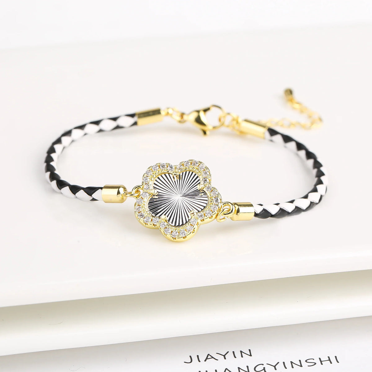 Zirconia Flower Leather Braided Bracelet for Women | 39 Colors Fashion Bracelet Qme Silver