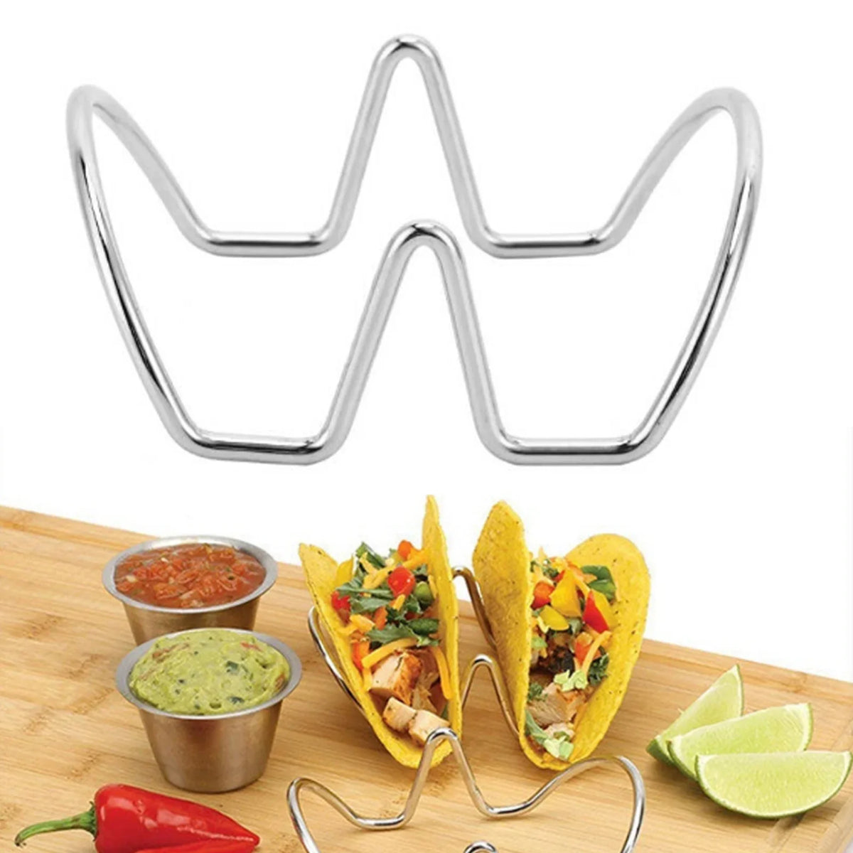 Stainless Steel U-Shaped Taco Holder Rack & Shell Stand Taco Shell Holder Qme