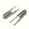 LED Light Precision Brow Tweezers | Portable Makeup Tool LED Brow Tweezers Qme Silvery White Light