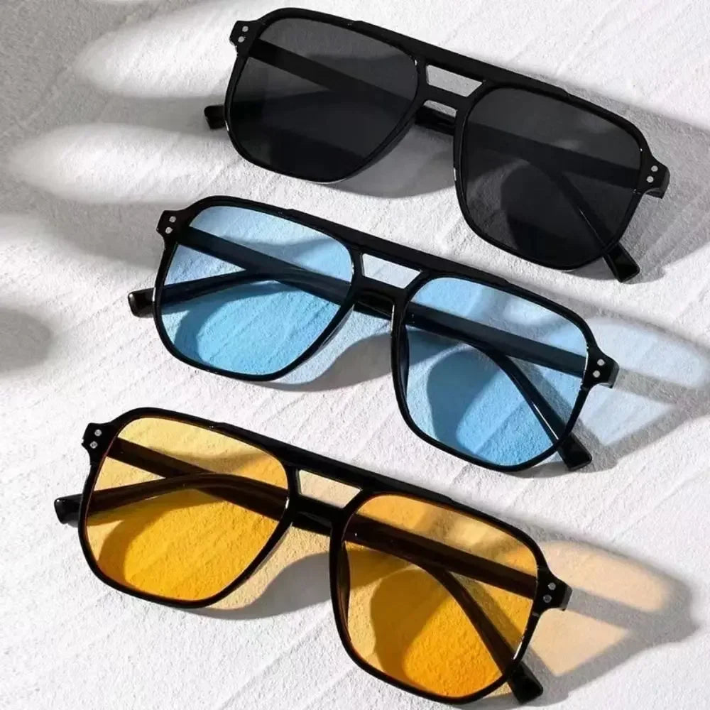 Punk Square Frame Sunglasses | Retro Anti-UV Beach Shades Square Frame Sunglasses Qme