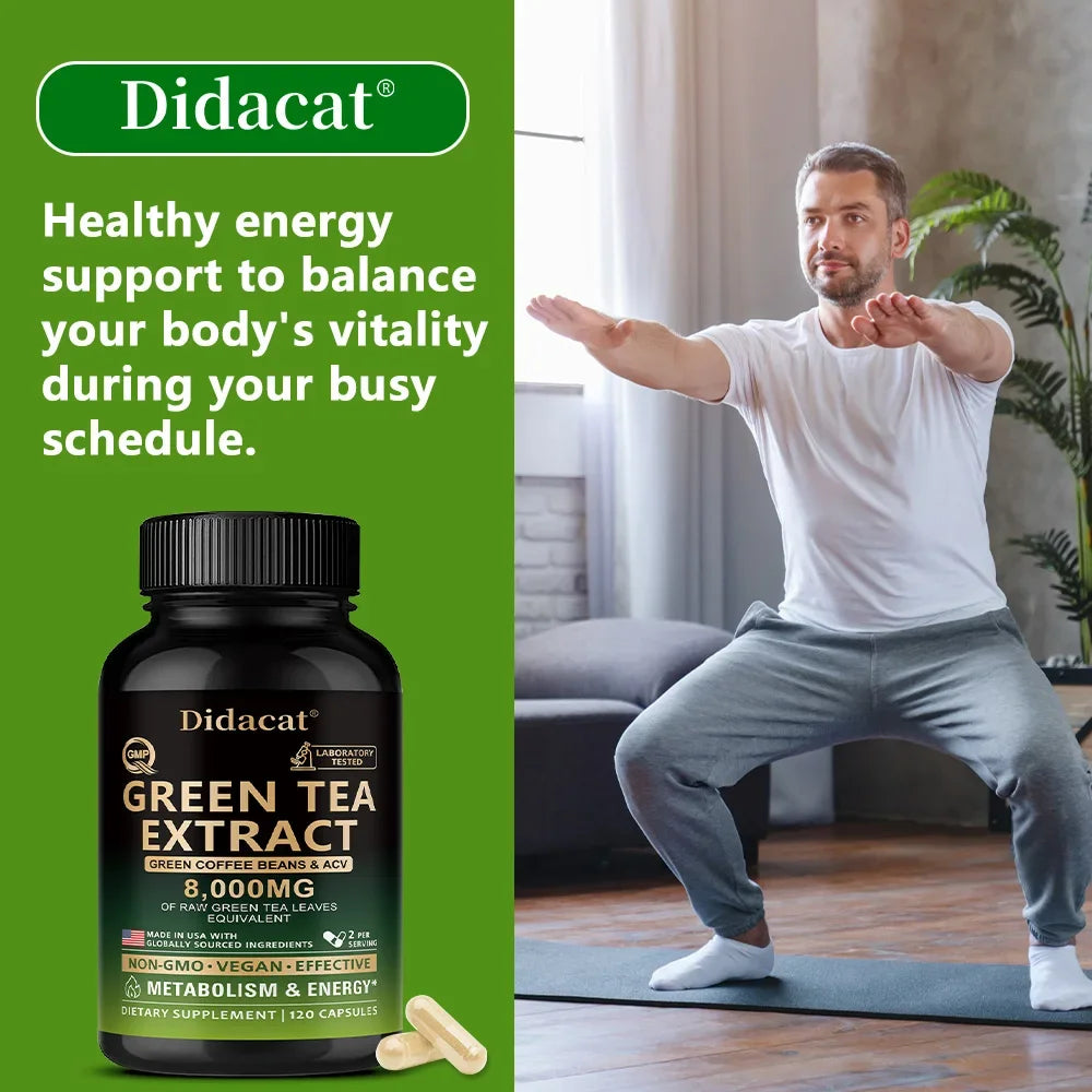 Green Tea Extract Capsules – Energy, Focus & Antioxidant Support Herbal Supplement Qst