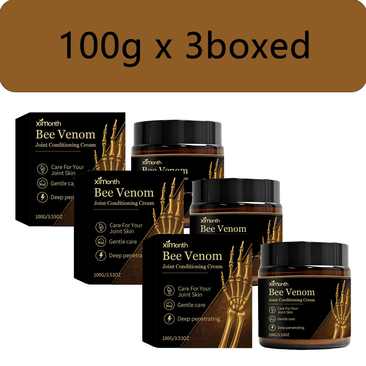 Ximonth Bee Venom Joint Care Cream | Daily Moisturizer Body Moisturizing Cream Qst 100g x 3boxed