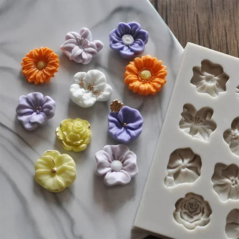 Sunflower & Rose Silicone Mold | Flower Baking & Craft Molds Silicone Baking Mold Qme