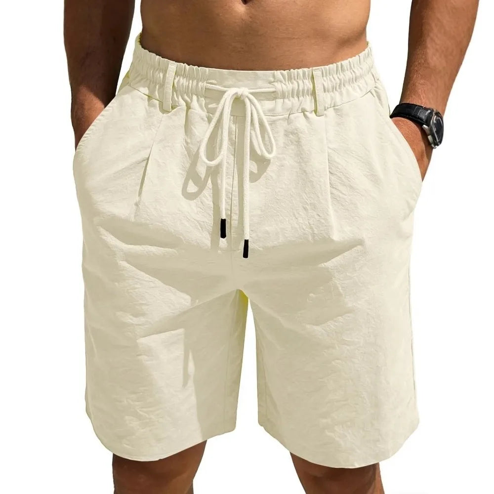 Men's Elastic Waist Drawstring Shorts – Lightweight Loose Fit Men's Casual Shorts Qme Apricot XXXL