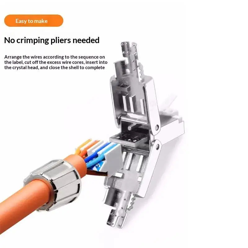 Tool-Free RJ45 Zinc Alloy Shielded Connectors | 3 Colors RJ45 Network Connector Qme