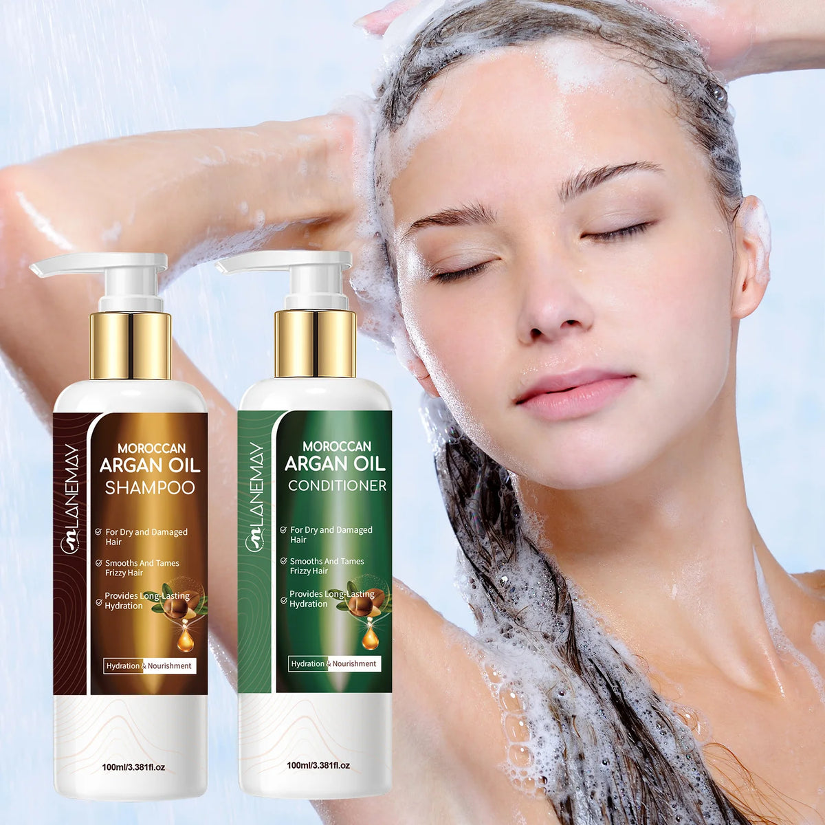 Moroccan Argan Oil Shampoo & Conditioner Set 100ml+100ml Shampoo & Conditioner Set Qst