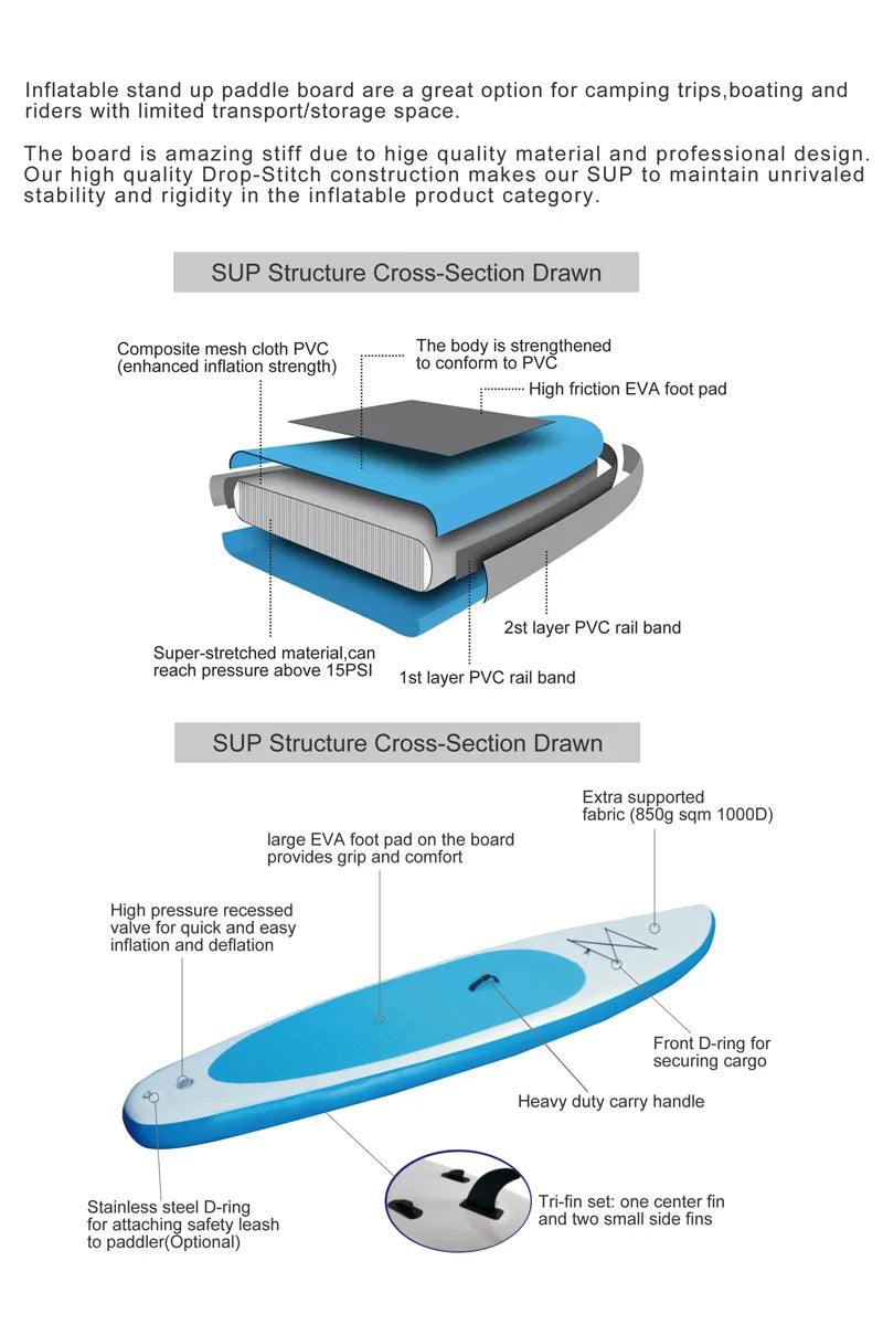 Inflatable Stand Up Paddle Board – All-Round iSUP with Accessories Inflatable Paddle Board Qst