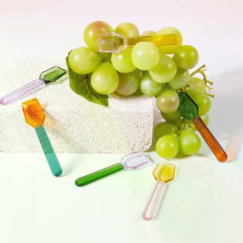 Colorful Glass Dessert Spoons | Heat & Cold Resistant, 6 Colors Glass Dessert Spoon Qme