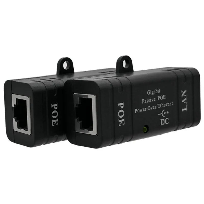 Gigabit Passive PoE Injector 1000Mbps 12-52V Ethernet Adapter PoE Injector Qme 2pcs black