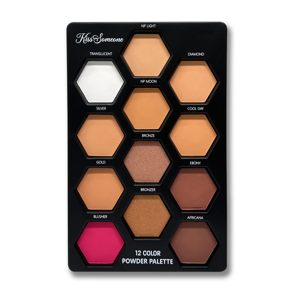 12-Color Contour Blush & Highlighter Powder Palette | Qme Contour Blush Palette Qme