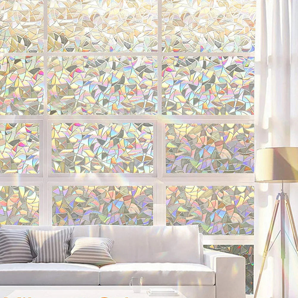 Rainbow Electrostatic Window Privacy Film | No-Glue PVC Cling Window Privacy Film Qme