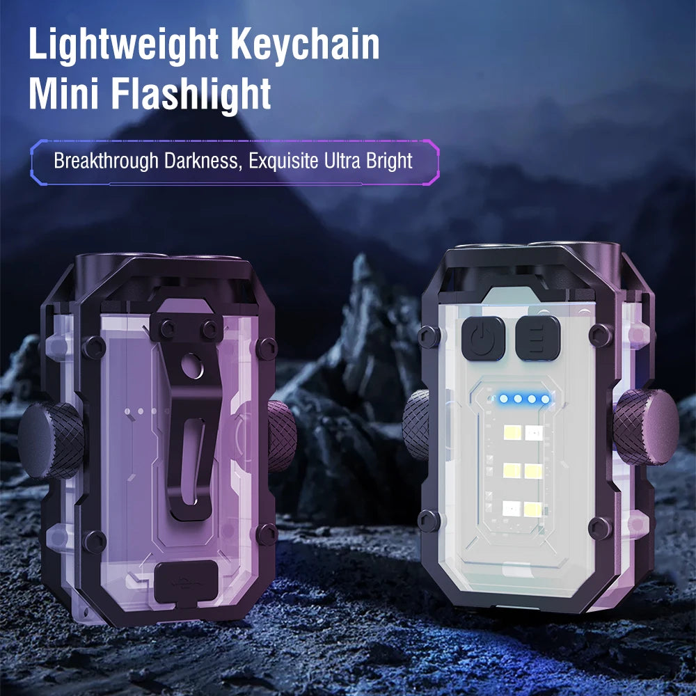 BORUiT 500LM Mini EDC Keychain Flashlight – Magnetic, Type-C Keychain Flashlight Qst