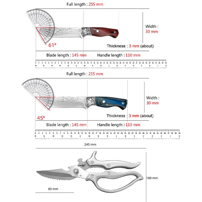 InLeung Boning Knife – Stainless Steel Kitchen Cleaver Kitchen Knife Qst