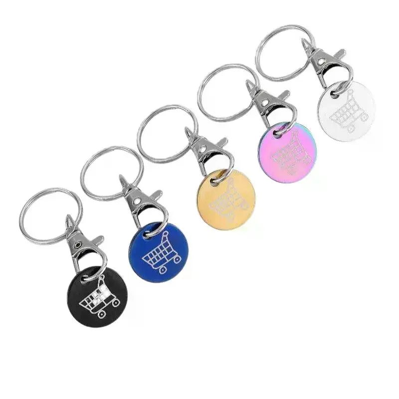 Mini Shopping Cart Token Keychain – Stainless Steel, 5 Colors Token Keychain Qme