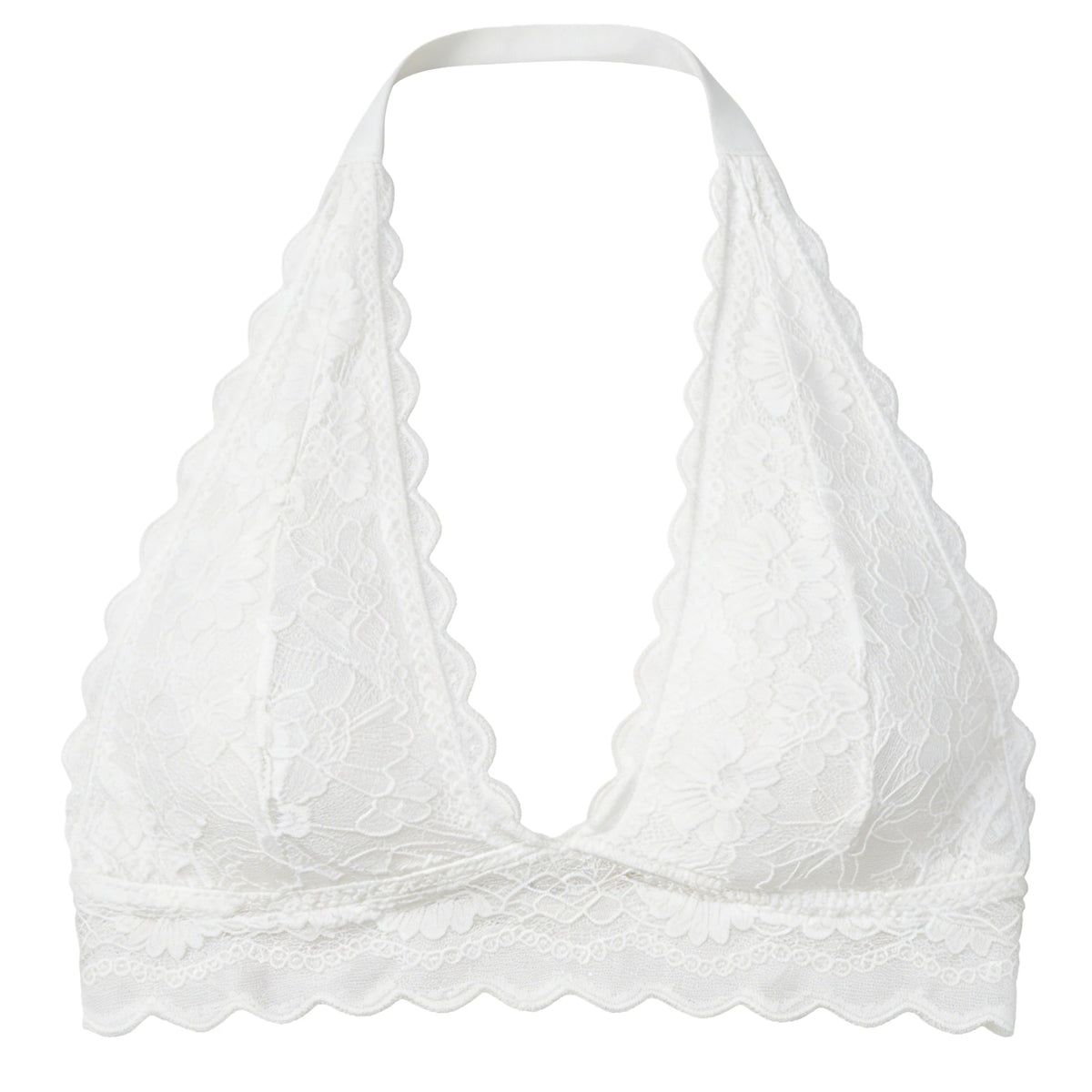 Zeriluna Lace Minimizer Bra – Halter Neck, Full Coverage, Wire Free Minimizer Bra Qst White S
