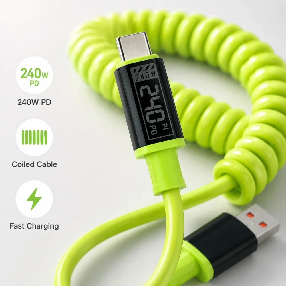 240W USB-C Fast Charging Silicone Cable 1M/2M | PD & QC 3.0 USB-C Charging Cable Qme