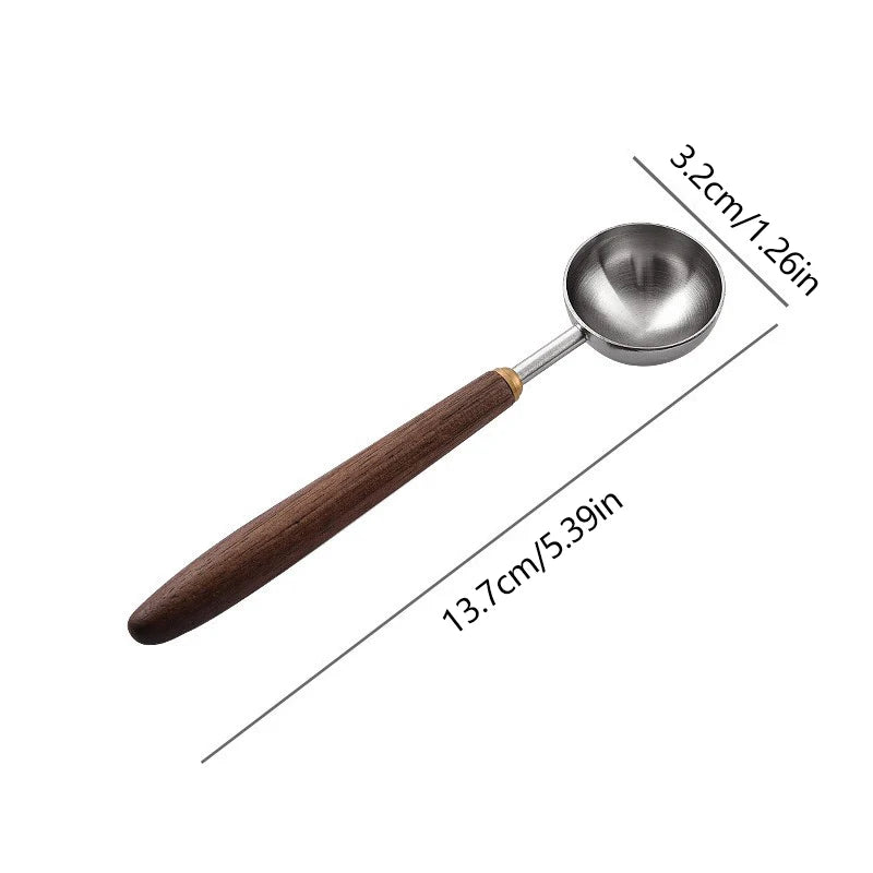Walnut Wood Handle Stainless Steel Coffee Measuring Spoon Scoop Coffee Measuring Spoon Qst M