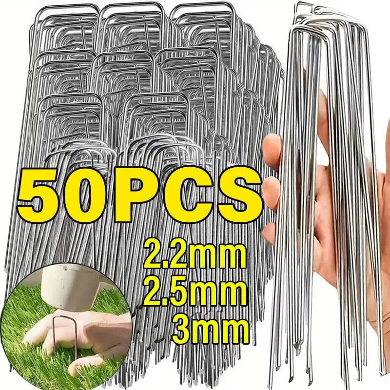 Heavy-Duty U-Shape Garden Staples – Zinc-Coated Landscape Stakes Landscape Ground Stakes Qme