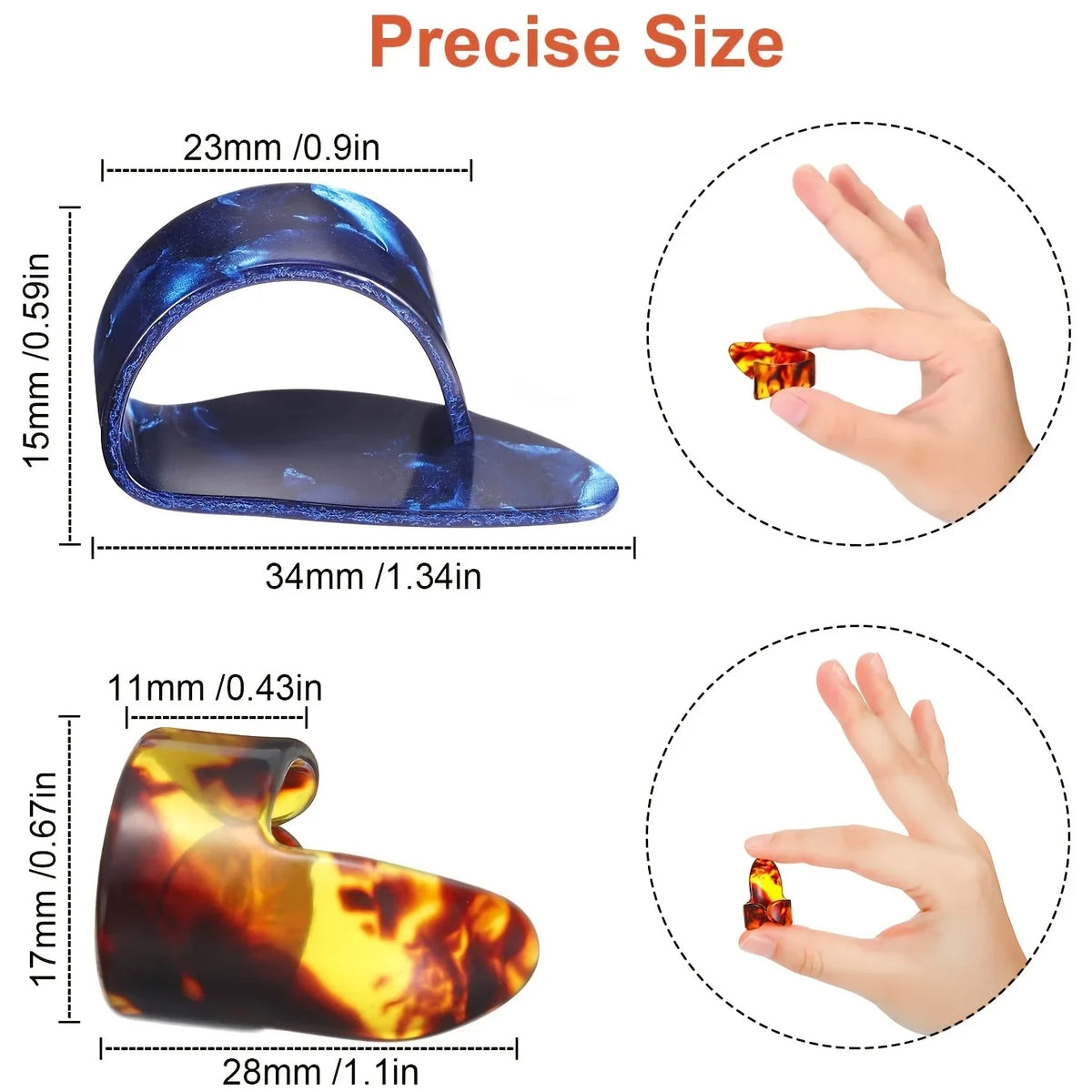 Celluloid Flat Thumb Finger Picks for Guitar & Ukulele – 12 Pack Guitar Finger Picks Qme