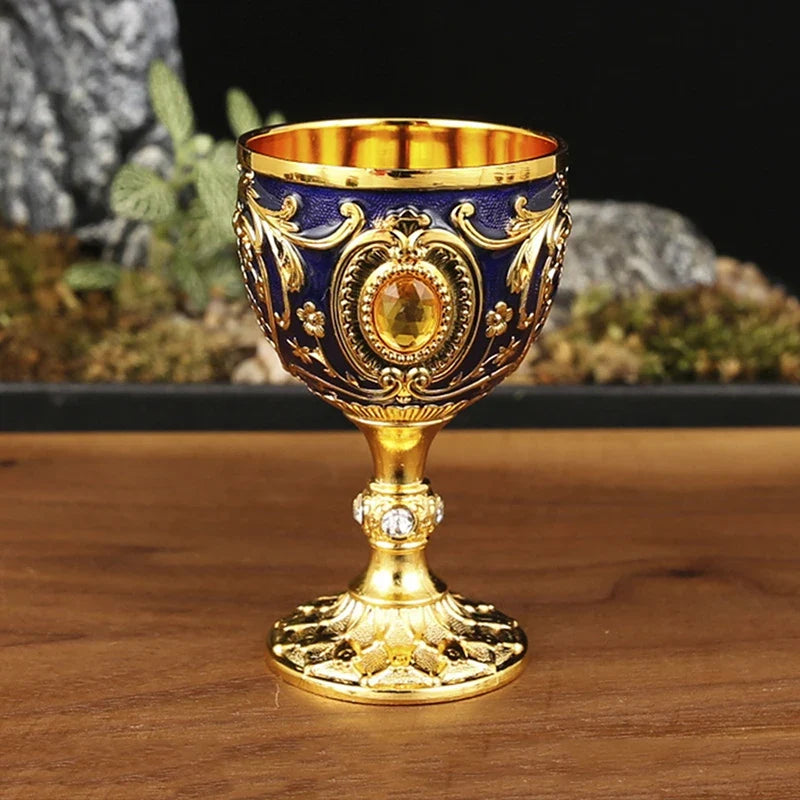 Vintage Embossed Metal Chalice Goblet – Wine & Décor Cup Decorative Chalice Goblet Qme A3