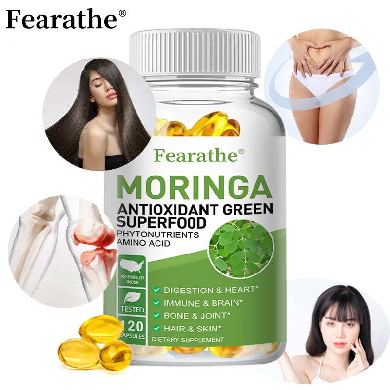 Organic Moringa Capsules – Antioxidant Superfood Supplement Herbal Supplement Qst