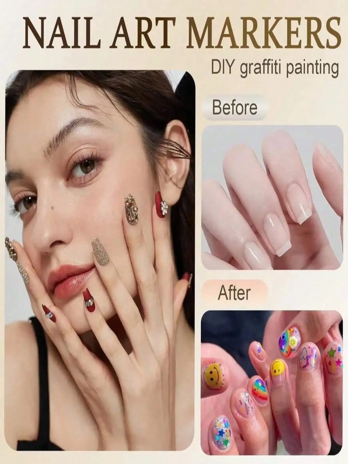 12-Piece 3D Nail Art Pen Set – DIY Drawing & Decoration Markers Nail Art Pen Set Qme
